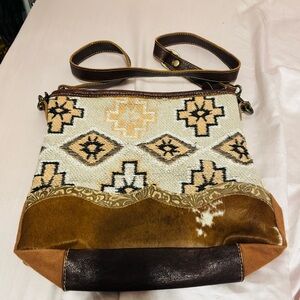 Myra Cow Print Boho Western Crossbody Bag